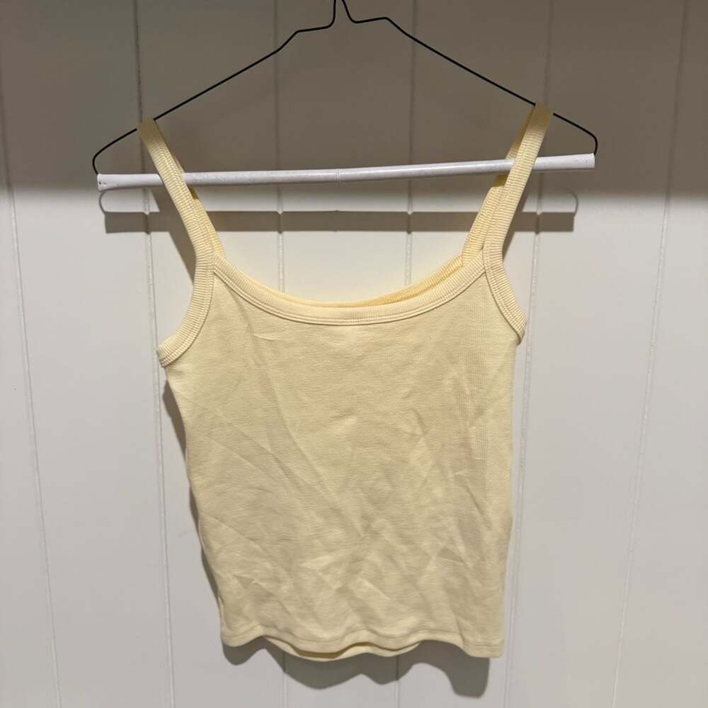 Cotton On Women's Ribbed Scoop Neck Crop Tank Top Yellow Size S